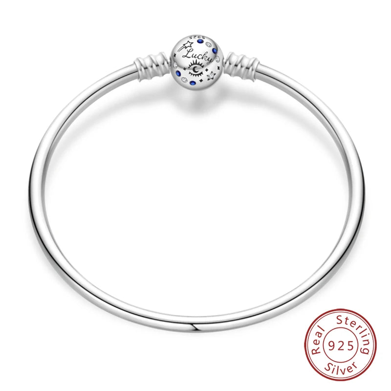 Original 17-20CM Silver 925 Bracelets Star Moon Starry Trajectory Cat Claw Love Zircon Bracelets Fit DIY Charms Birthday Jewelry