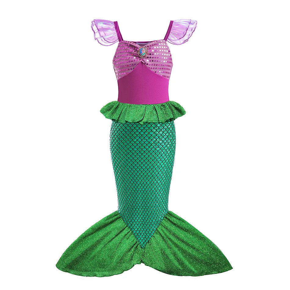 Summer Mermaid Dress Girls Kids Cosplay Dresses Princess Costume Perform Clothes Birthday Party Halloween Clothing