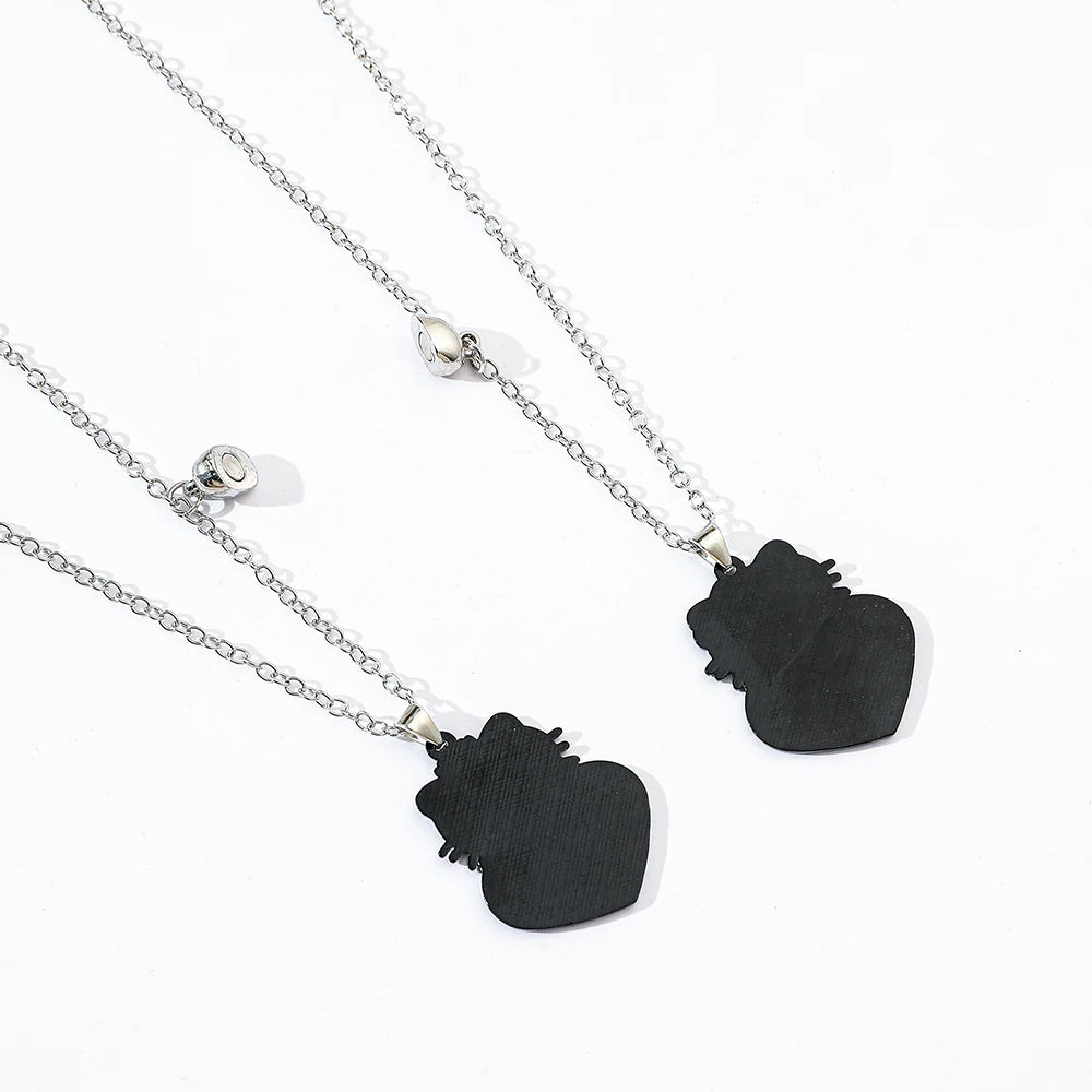 Sanrio Hello Kitty Necklace Purple Doce Kitty Cat Lovers Neck Chain Heart Magnet Necklace For Couple Jewelry Acessorios Gifts