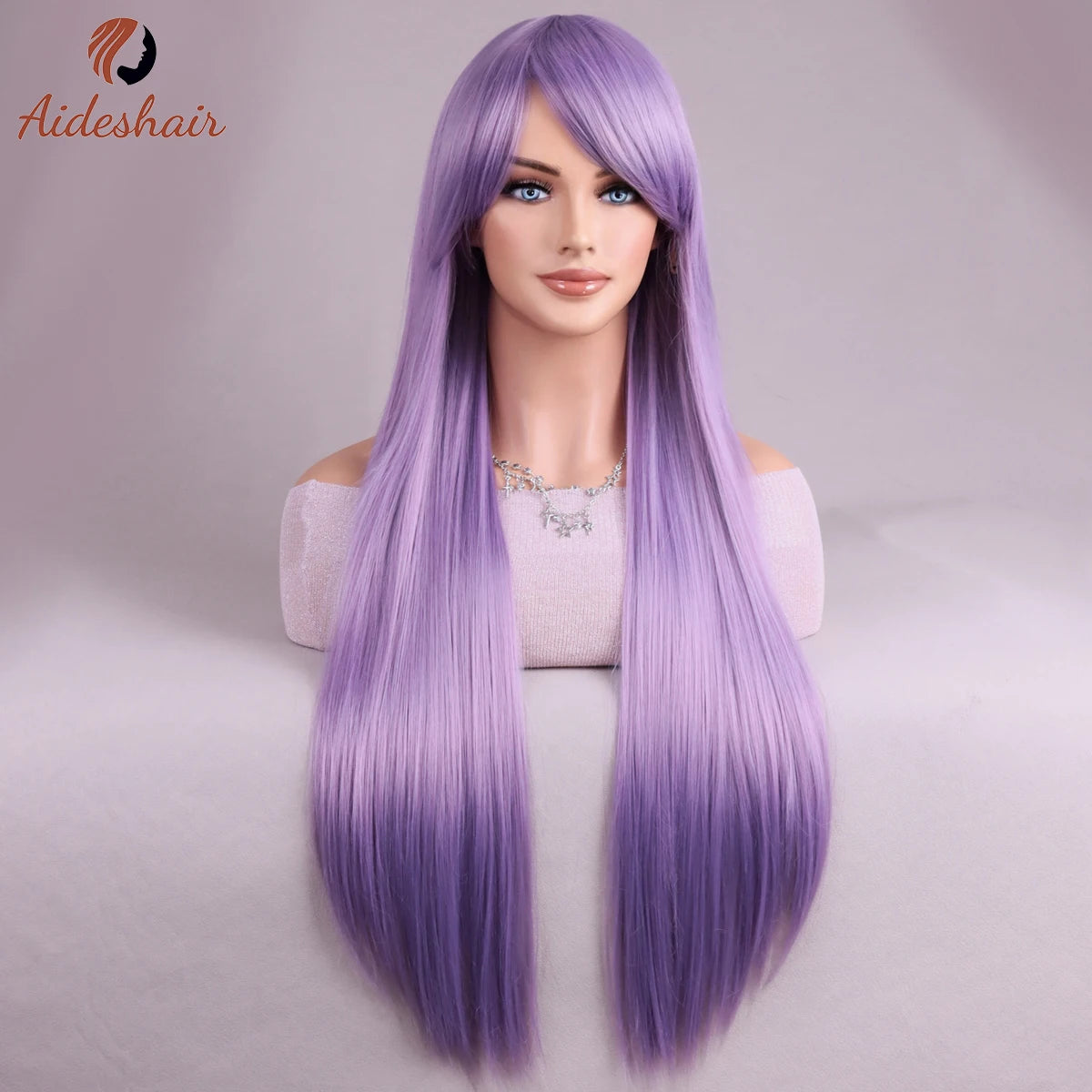 Halloween wine-red European and American long straight wig for women heat-resistant fiber synthetic wig for daily Cosplay