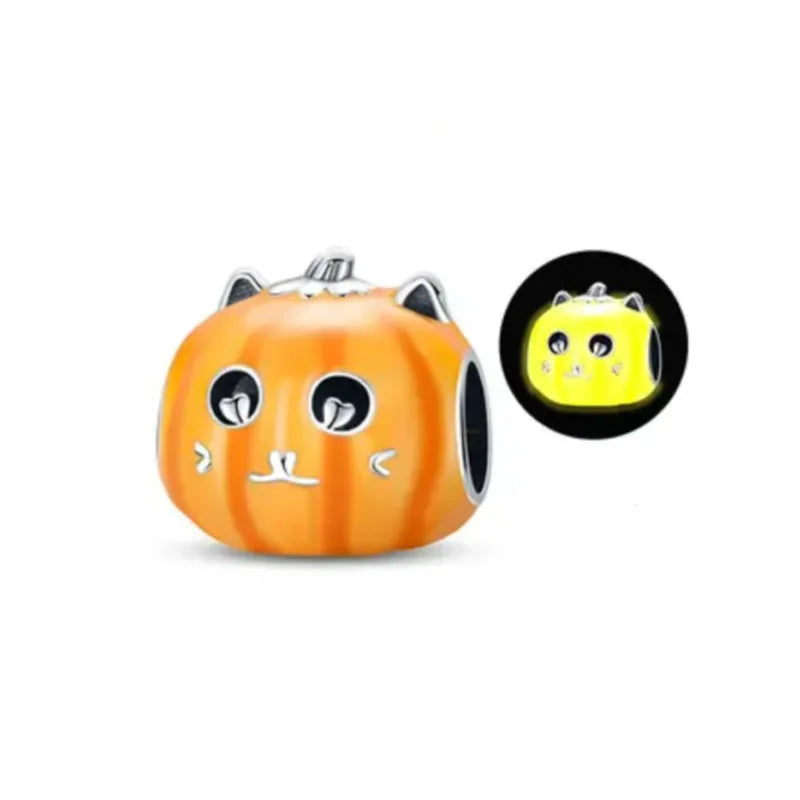 Miniso Scared Skeleton Ghost Series 925 Sterling Silver Charm Halloween hat Bead Fit Women Original Bracelet Jewelry For Gift