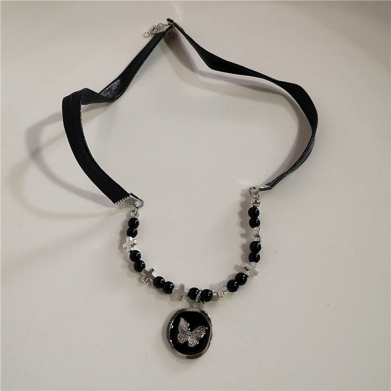 New Y2K Goth Harajuku Vintage Black Heart Star Choker Necklace Egirl Aesthetic 2000s EMO Grunge  Charm Jewelry Scene Accessories