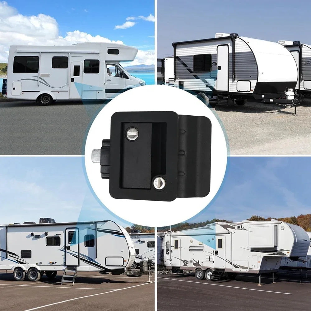 RV Door Lock Replacement with Paddle Deadbolt, Camper Entry Door Latch with Keys for Cargo Hauler Horse Trailer Truck