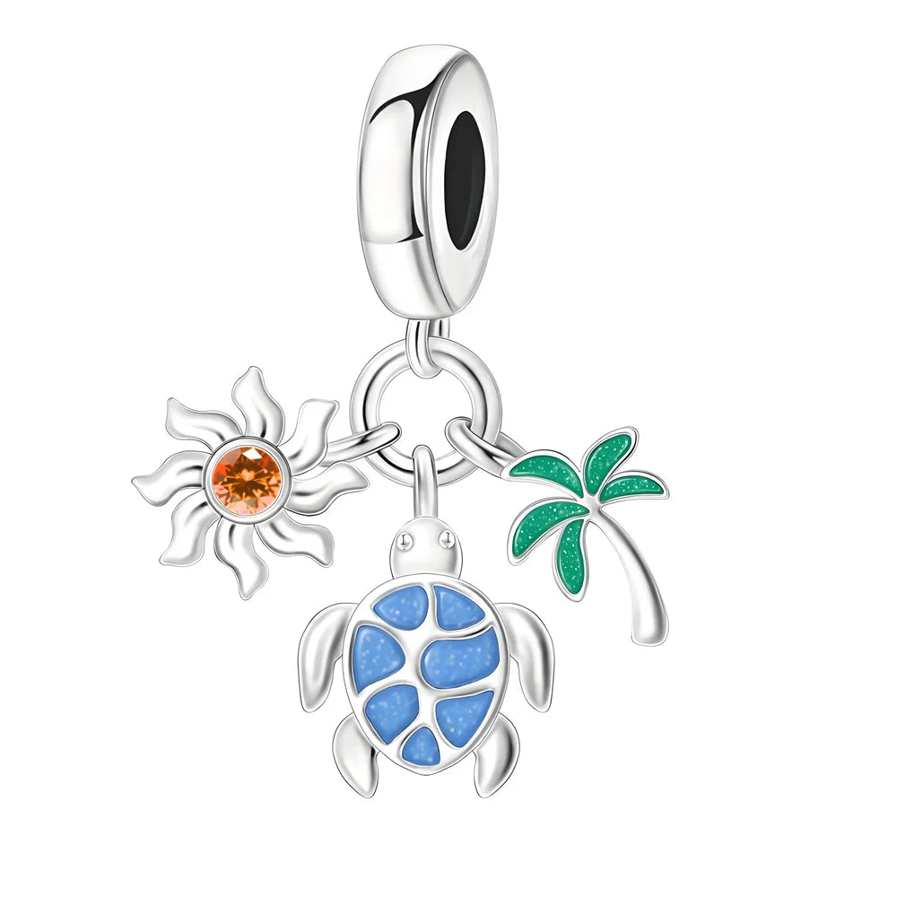 Underwater World 925 Sterling Silver Ocean Octopus Seashell Seahorse Starfish Pendant Fit DIY Bracelet Necklace Boutique Gift