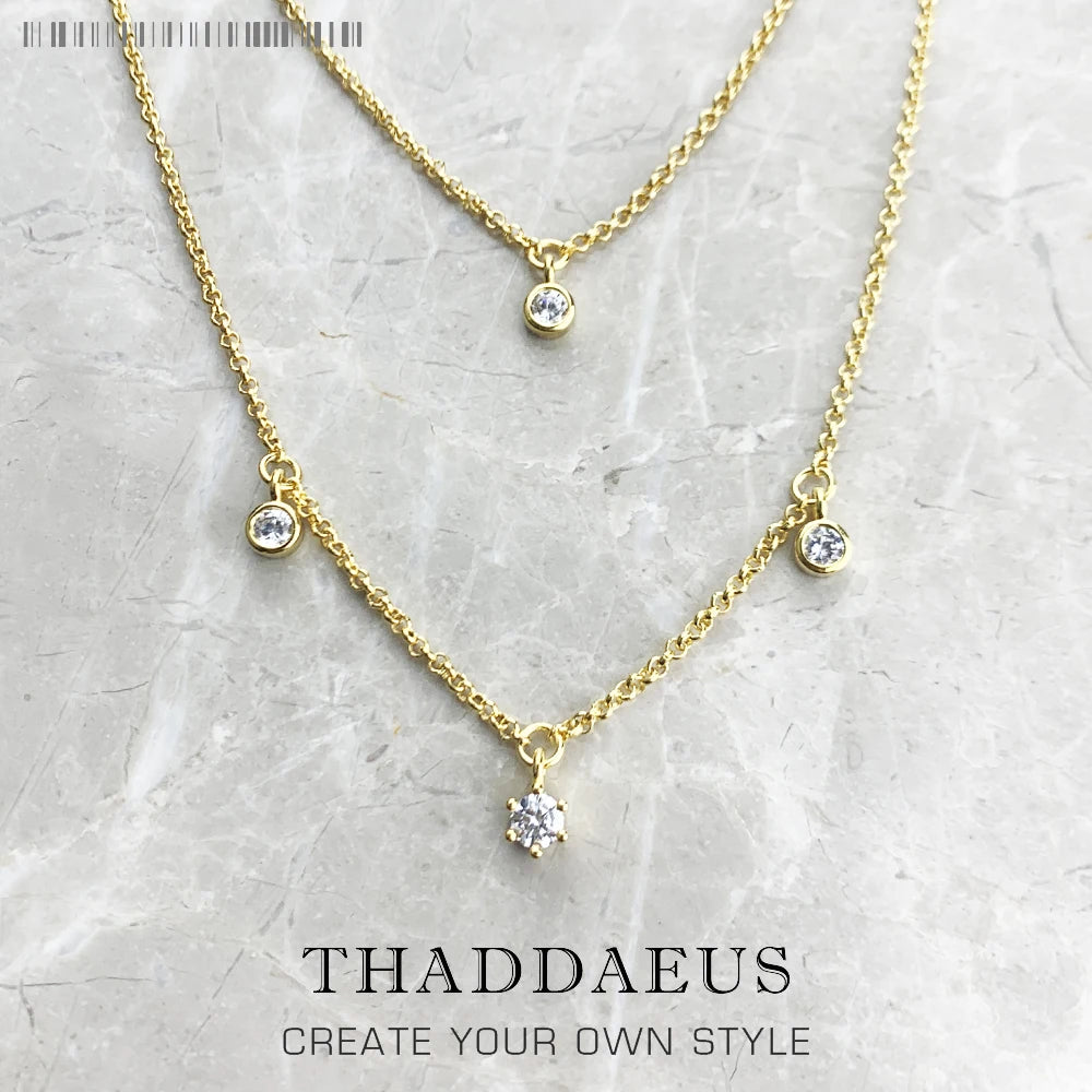 Necklace Double Chain Brand New Minimalist Fine Jewelry Europe 925 Stering Silver Bohemia Gift For Women