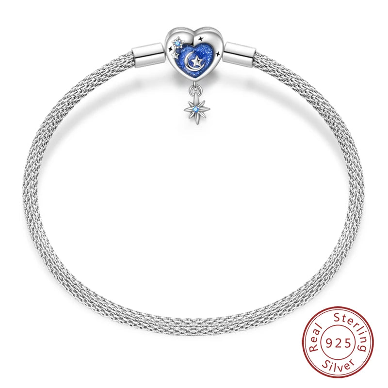 Original 17-20CM Silver 925 Bracelets Star Moon Starry Trajectory Cat Claw Love Zircon Bracelets Fit DIY Charms Birthday Jewelry