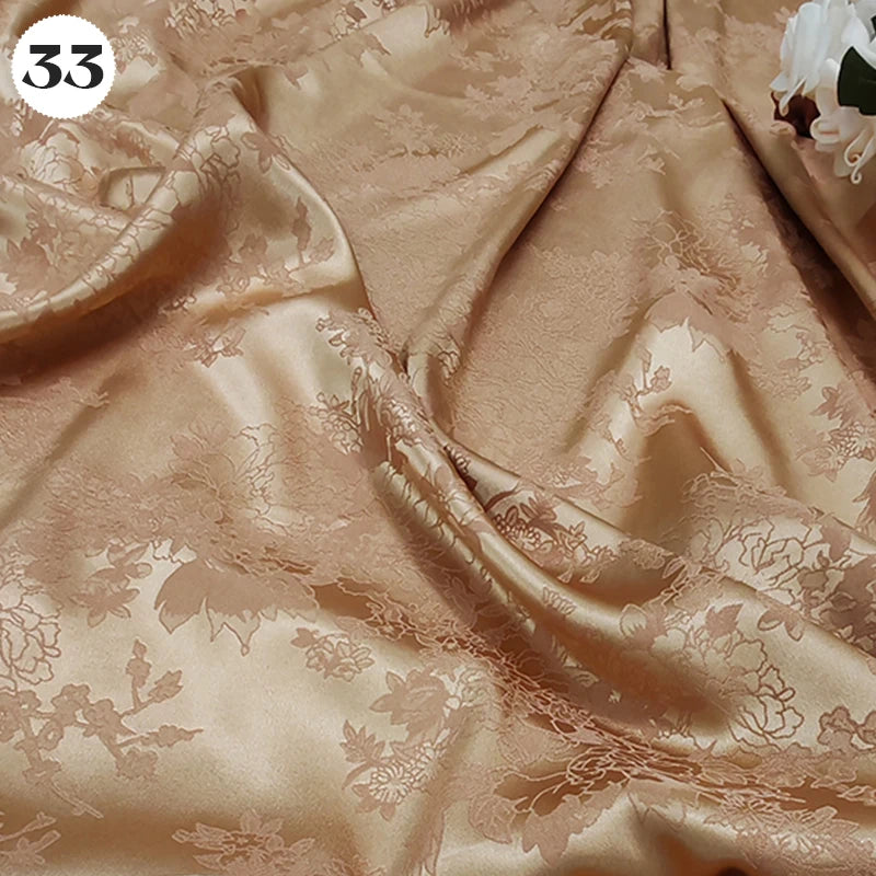 Floral Pattern Jacquard Damask Fabric Faux Silk Satin Brocade Fabric For DIY Sewing Cheongsam Hanfu Wedding Dress Garment Decor
