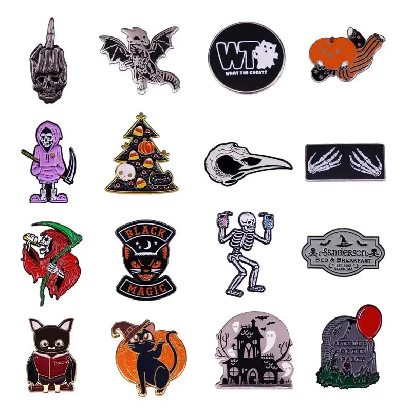 NEW Gothic Enamel Pins Halloween Terror Metal Brooch   Send Friend Fans Boutique Medal Gift Fashion Anime Badges Collecting