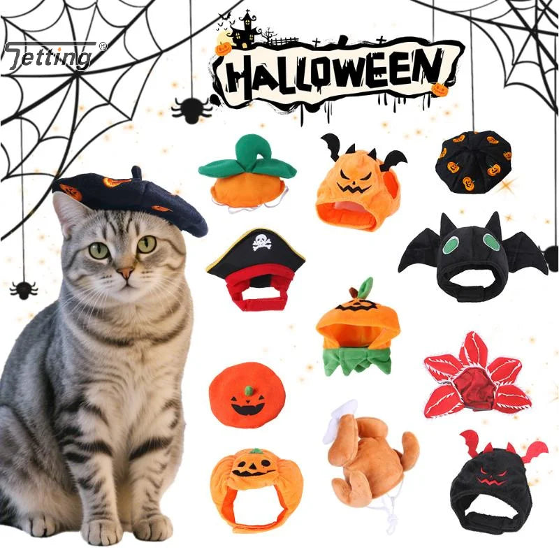 1Pcs Cute Pet Halloween Dog Cat Costume Small Dogs Cat Cosplay Bat Pumpkin Headgear Hat Pet Supplies