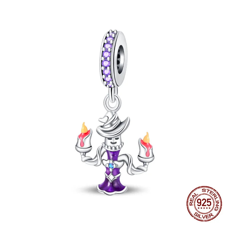 Original Charms 925 Silver Halloween Series & Flying Witch Pendant Charms Fits 3mm Original Bracelet For Women DIY Jewelry Gifts