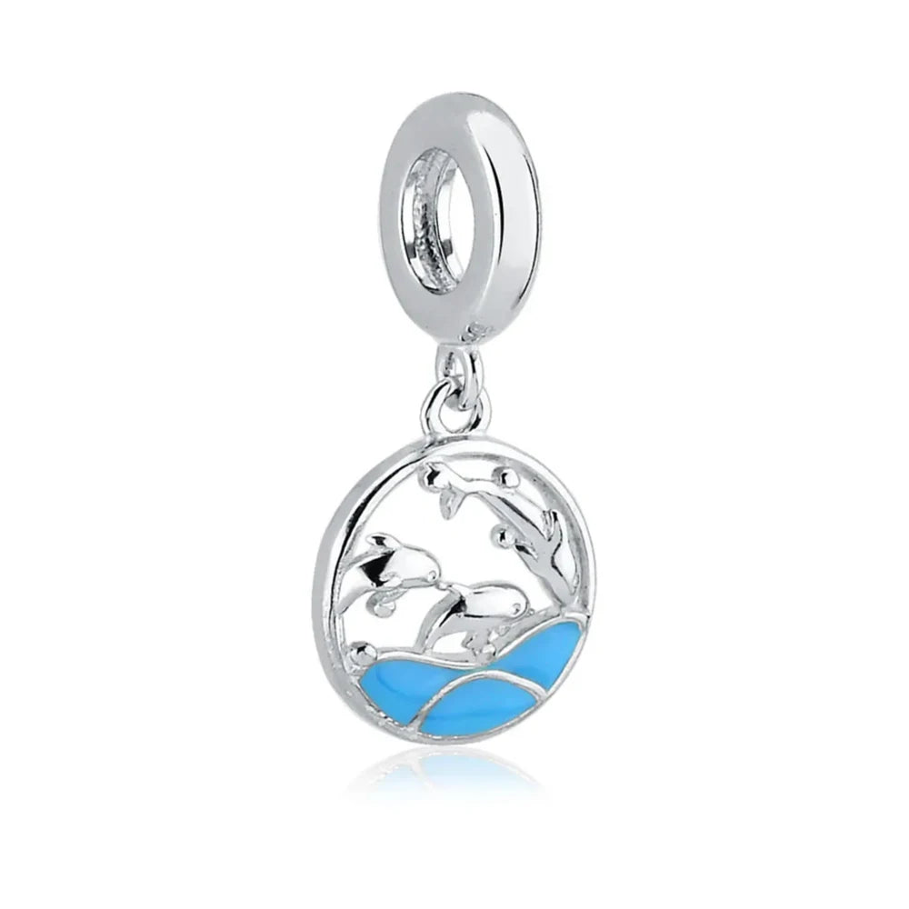 New 925 Sterlling Silver Elegant Blue Ocean Mermaid Koi Crab Charm Pendant Fit Original Bracelet DIY Women Jewelry Accessories