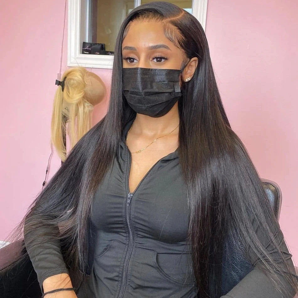 Bone Straight 30 40 Inch 13x6 HD Lace Frontal Wigs Pre Plucked Brazilian Transparent Lace Front Human Hair For Women 200 Density