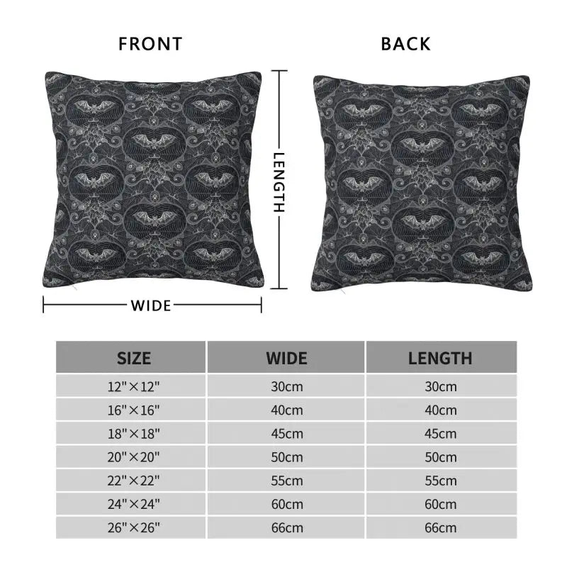 Custom Gothic Halloween Lace Bats Cushion Cover 45x45 Cm Polyester Throw Pillow Case For Sofa Living Room Decoration Pillowcase
