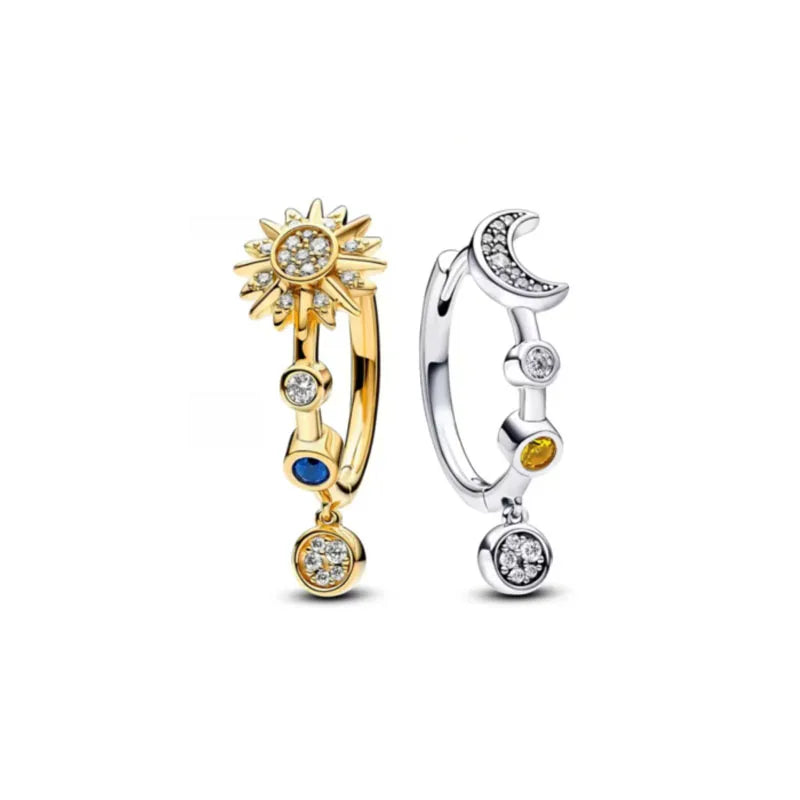 2025 New 925 silver pearl studded halo, star moon bow necklace, earrings, jewelry, women's luxury boutique jewelry gifts