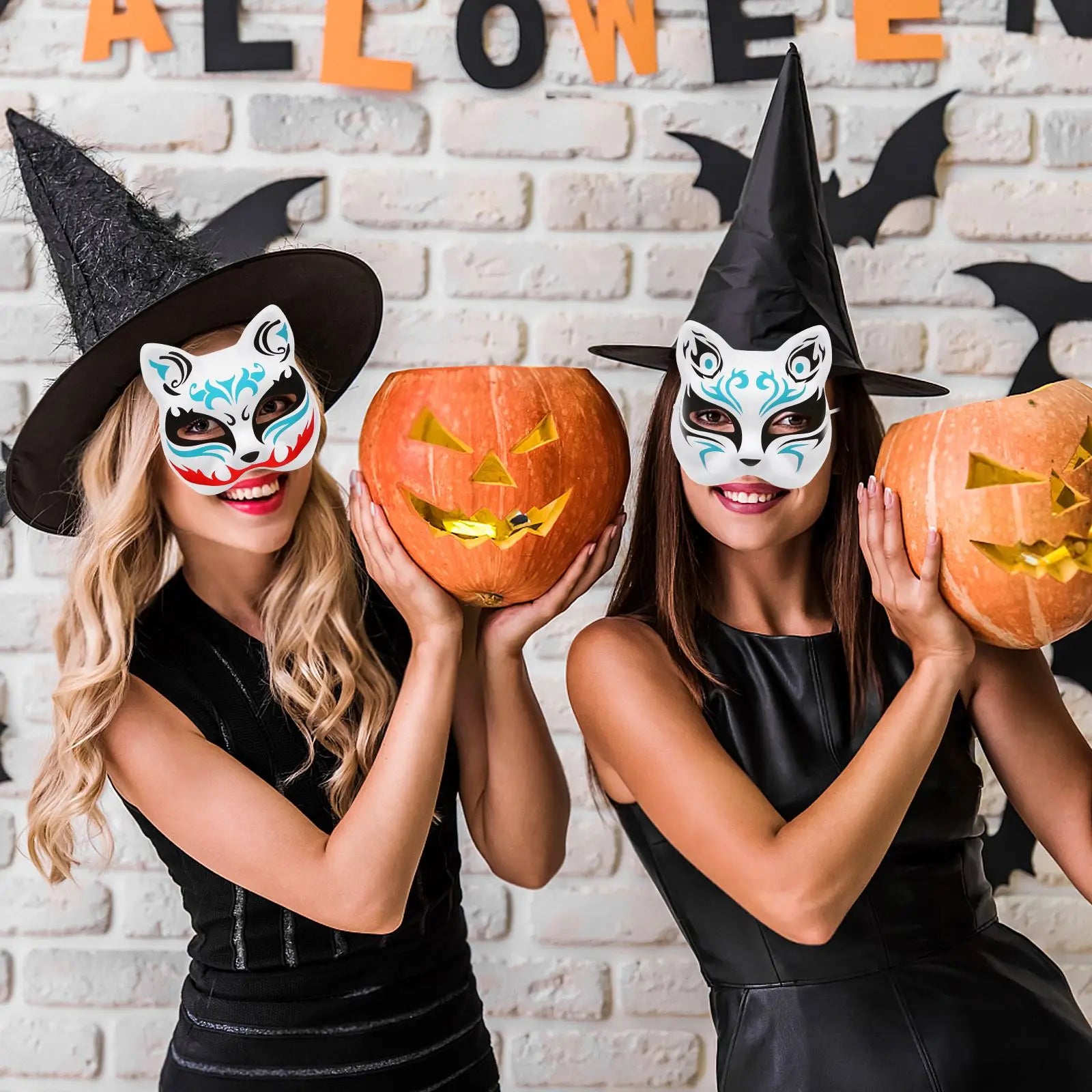 Blank Cat Cosplay Masks Embryo Plasma Cat Mask Paintable Halloween Mask White Half Face Mask Role-Playing Anime Party Costume