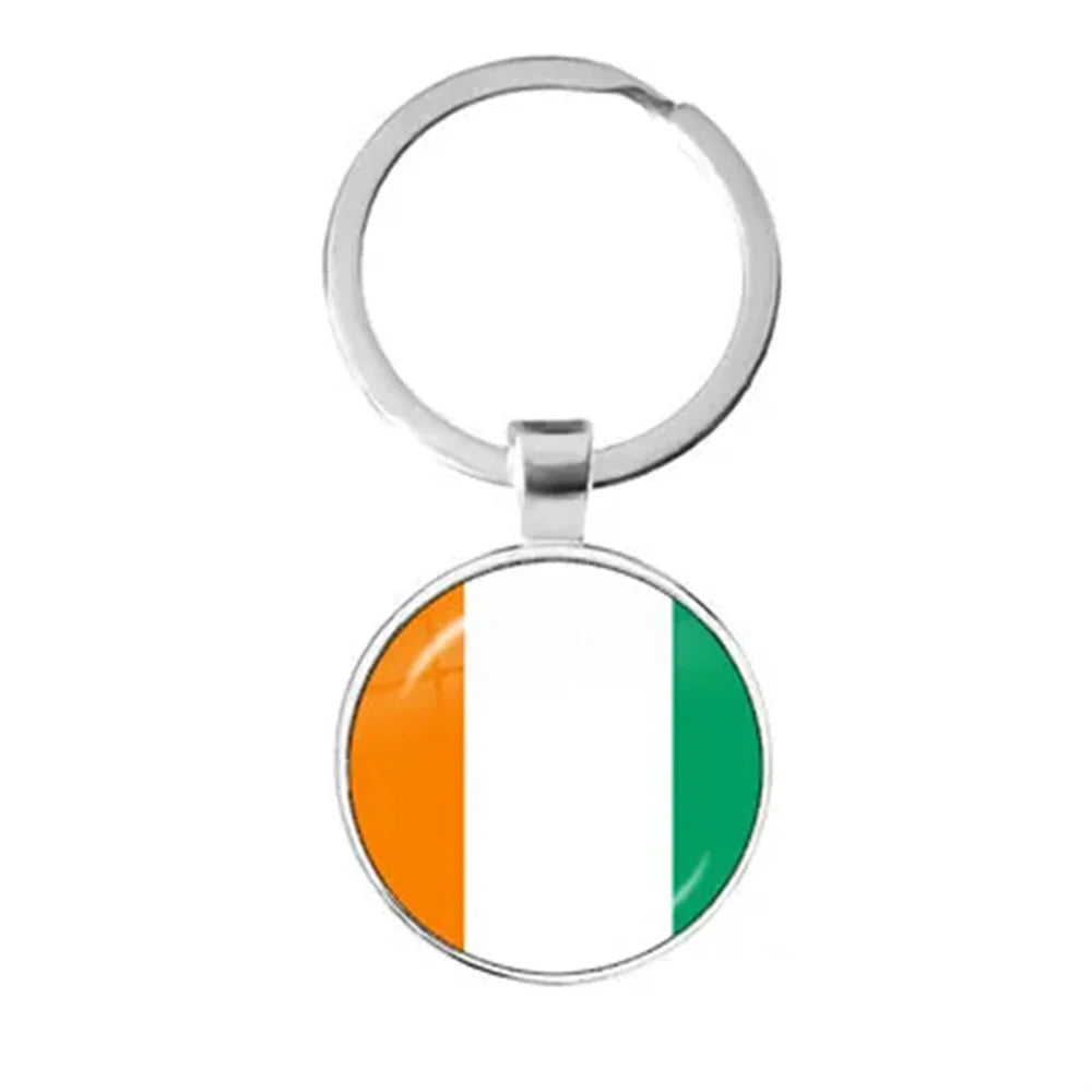 Western Sahara,Guinea,Saint Helena,Niger,Guinea-Bissau,Benin National Flag Keychain 25mm Glass Cabochon Key Rings For Gift