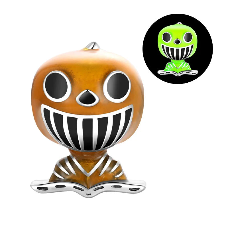 Halloween Charms 925 Sterling Silver Nightlight Pumpkin Skull Candy Witch bead for jewelry making Fit DIY Bracelet Pendant Women
