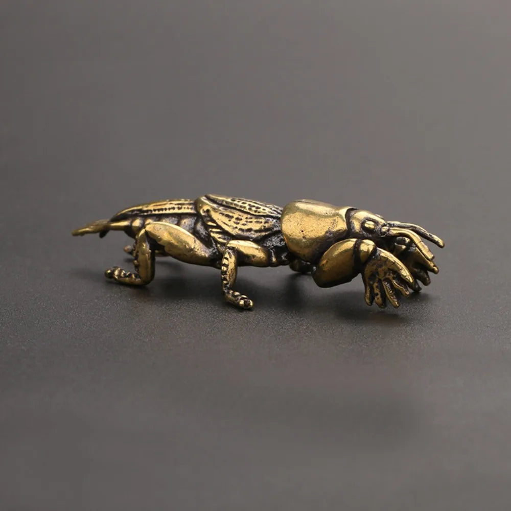 Brass Insect Figurines Miniatures Tea Pet Ornament Pure Copper Field Cricket Statue Desktop Decoration Collection Crafts Decor