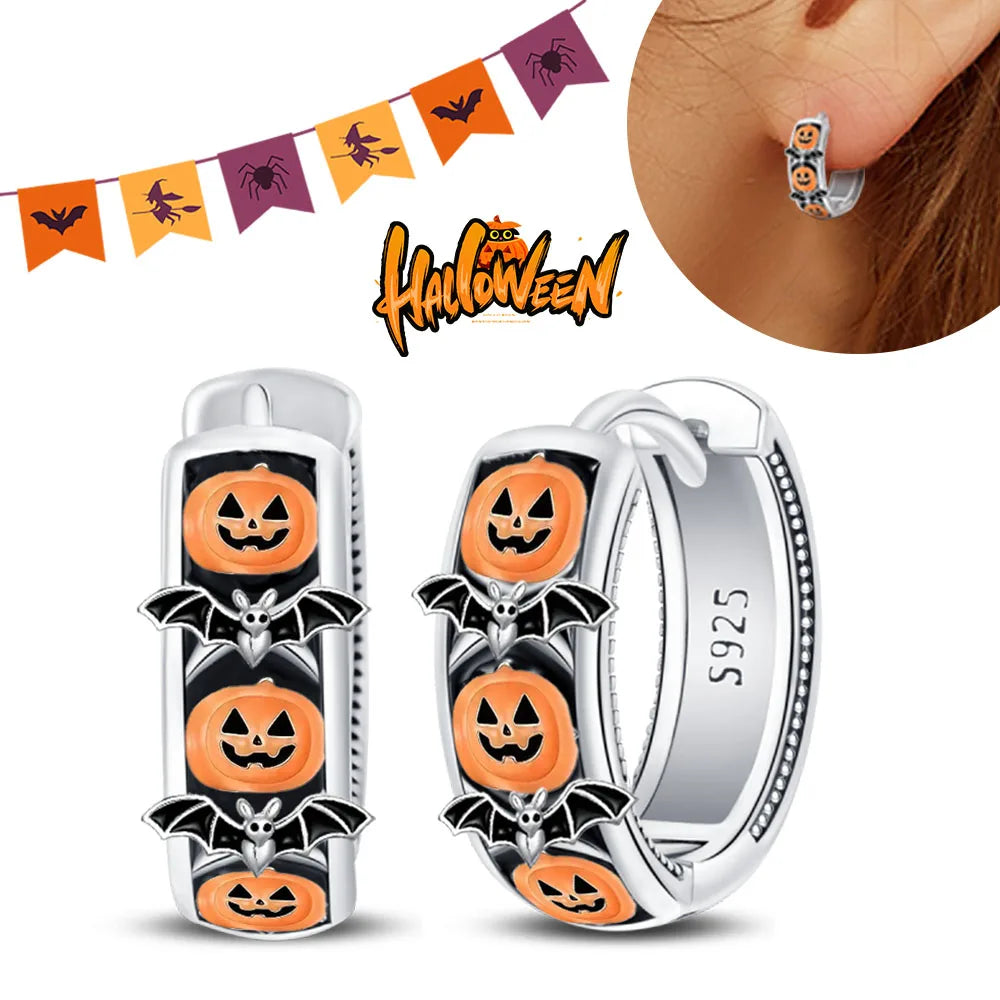 Halloween Pumpkin Bat Ring Earrings halloween charms silver 925 Earring For Women Punk Men's Earrings Fit Party Jewelry Gift