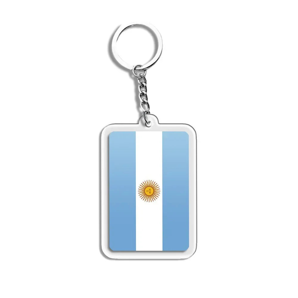 National Flag Keychain Serbia Spain Argentina USA Brazil France Portugal Denmark Poland Tunisia Flags Football Keyring Gifts