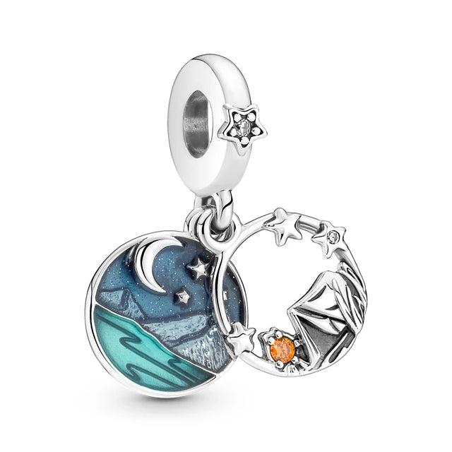 New 925 Sterling Silver Charm Fit Original Bracelet Accessories Women Jewelry Blue Ocean Series Octopus Dolphin Ship Lighthouse