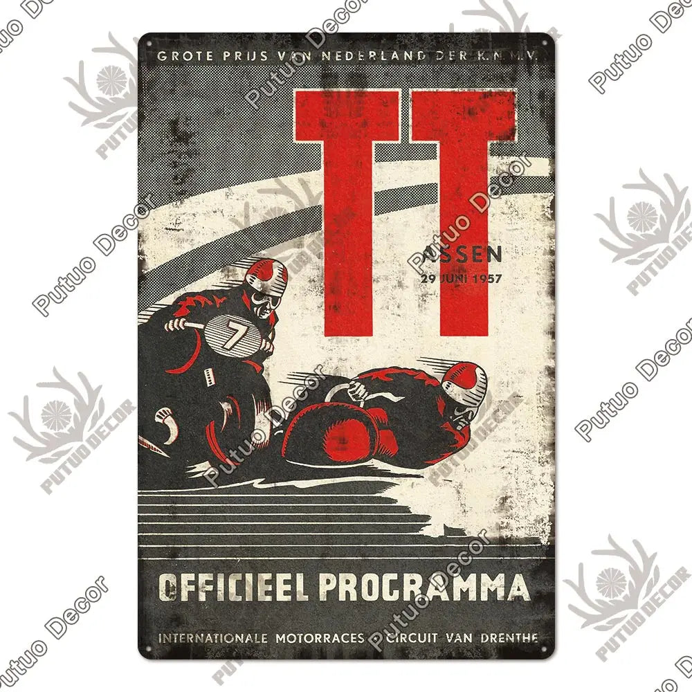 Putuo Decor Vintage Racing Track Tin Sign Isle of Man TT Metal Poster Plaque Garage Plate Bar Club Man Cave Home Wall Decoration