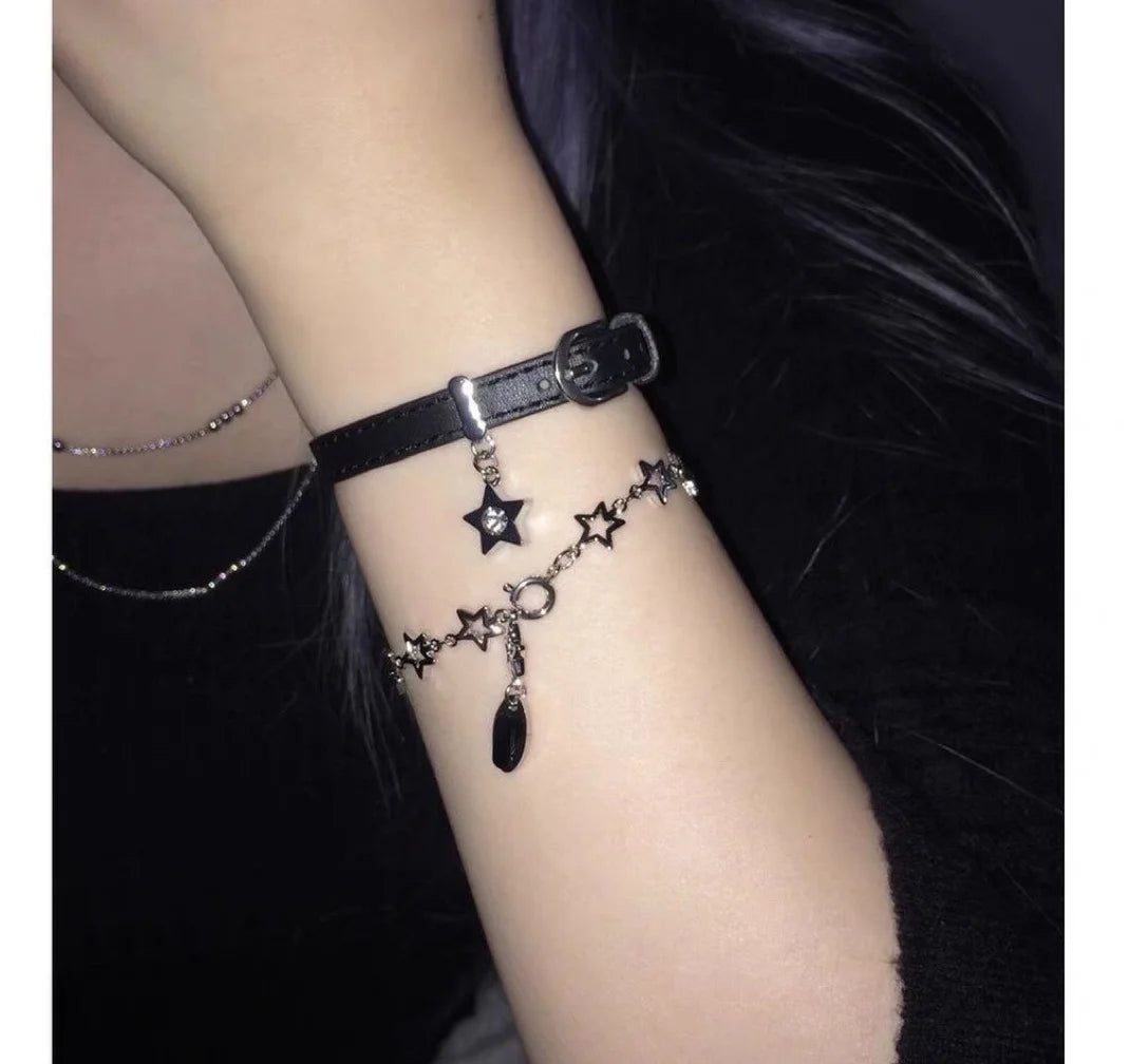 Harajuku Sweet Girls Star Charms Bracelets Cute Punk Cool Pentagram Bangles Bracelet for Women Party Club Korean Fashion Jewelry