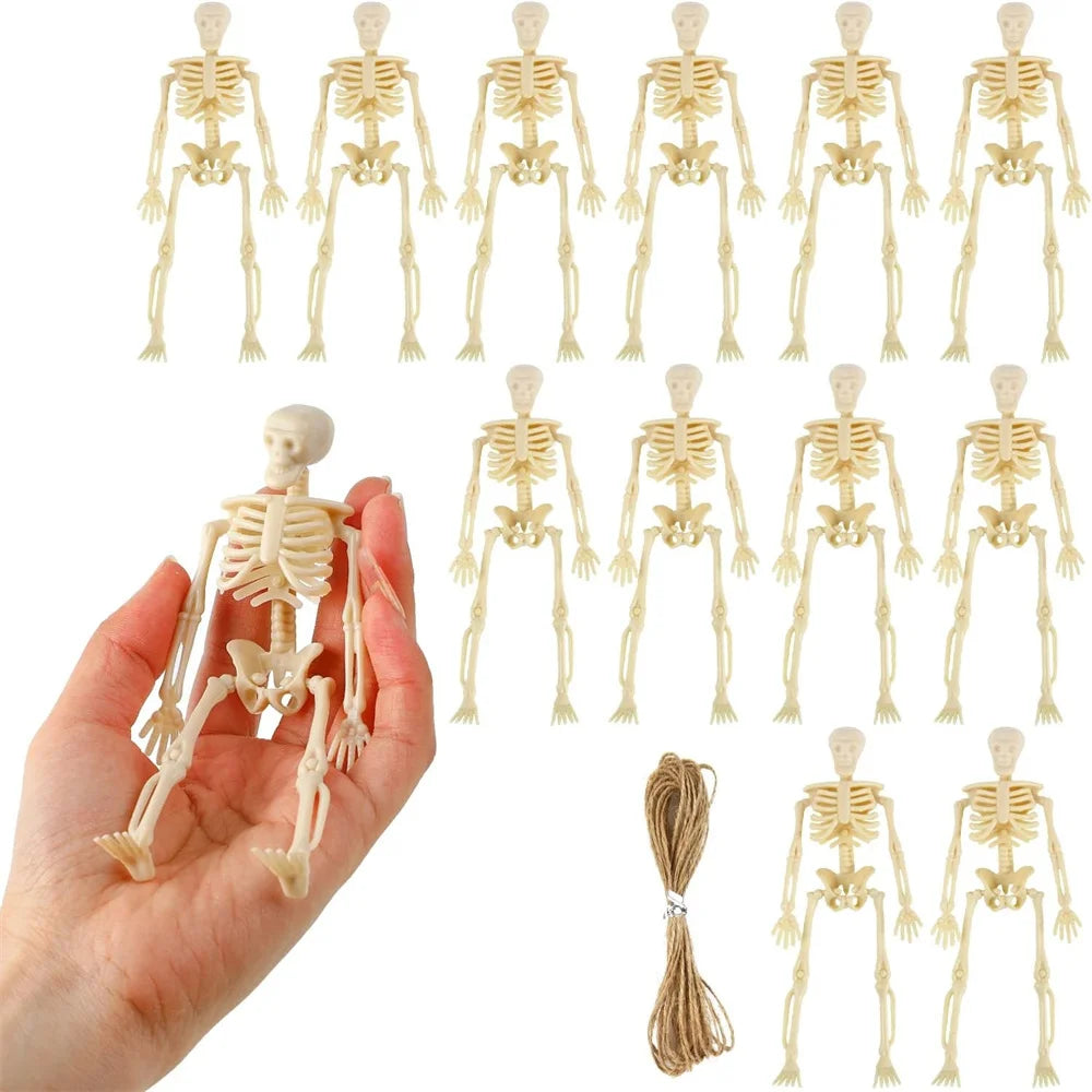 6/12PCS Mini Skeleton Figurines Small Skeletons Halloween Decorations for Craft Haunted House Accessories Party Favors 6 Inch