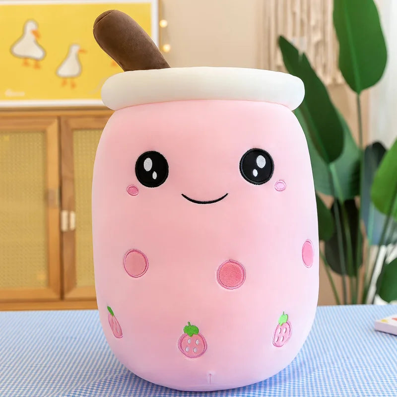 24CM Cute Stuffed Boba Plush Bubble Tea Real-life Bubo Food Milk Cup Plushie Pillow Soft Kawaii Plush Toys Gifts for Kids Baby