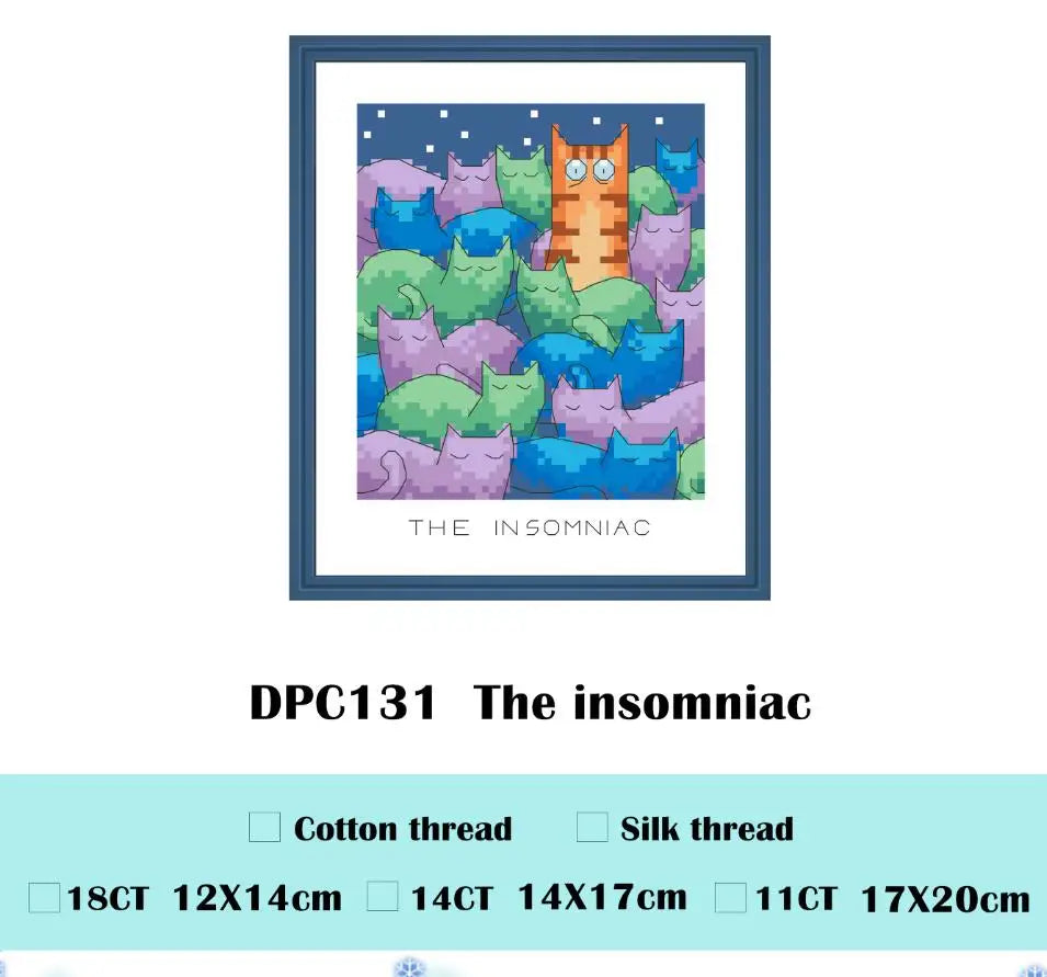 The imposter insomniac cross stitch package cartoon 18ct 14ct cloth cotton thread embroidery DIY handmade needlework