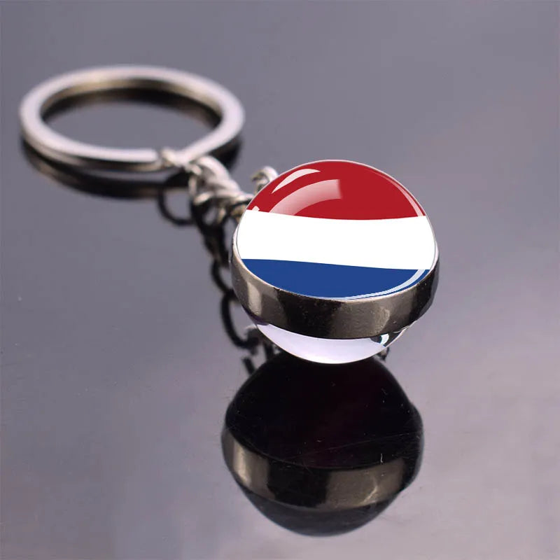Europe Countries Flag Glass Ball Keychain Russia France Spain UK Italy Poland Ukraine Flag Keyring Travel Gift