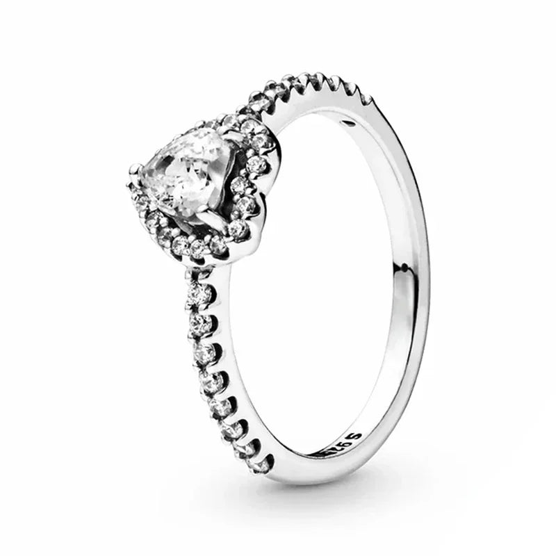 Original 925 Sterling Silver Rings For Women Crown Love Heart Sun Moon Engagement Wedding Pink Bow Ring Luxury Jewelry