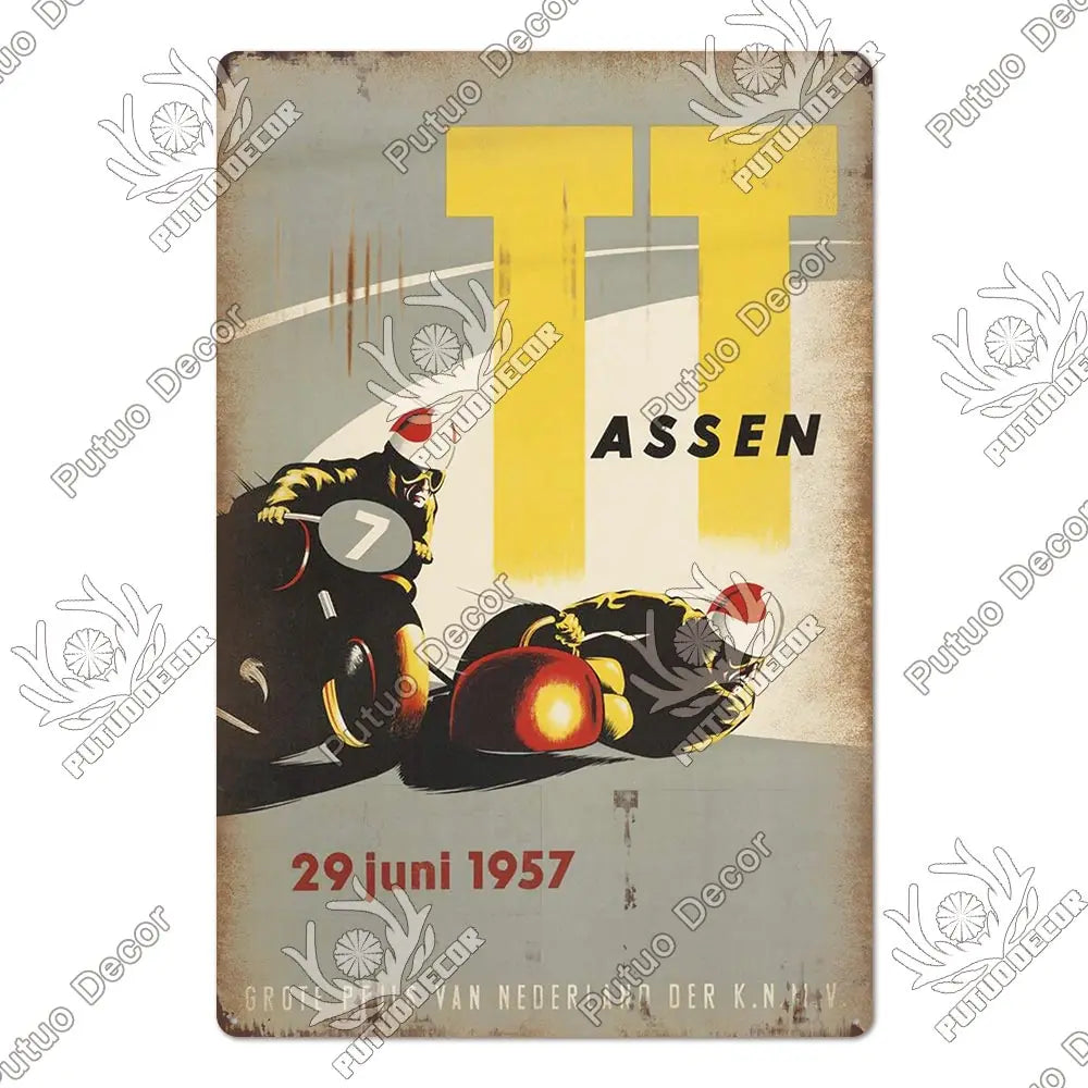 Putuo Decor Vintage Racing Track Tin Sign Isle of Man TT Metal Poster Plaque Garage Plate Bar Club Man Cave Home Wall Decoration
