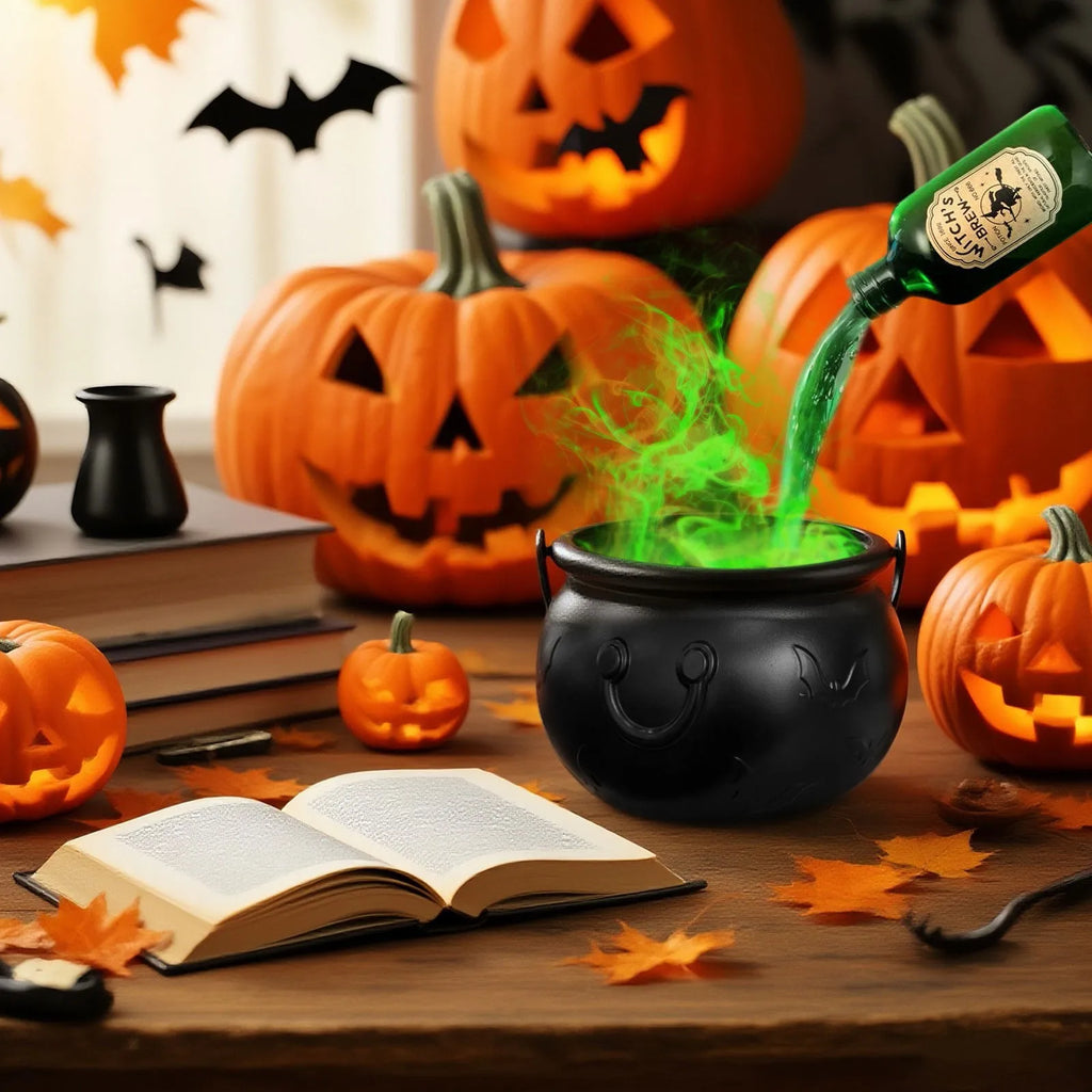 Halloween Decorations Indoor - Witch's Cauldron With Magical Bottles & Fog Maker, Floating Potion DIY, Party Decoration