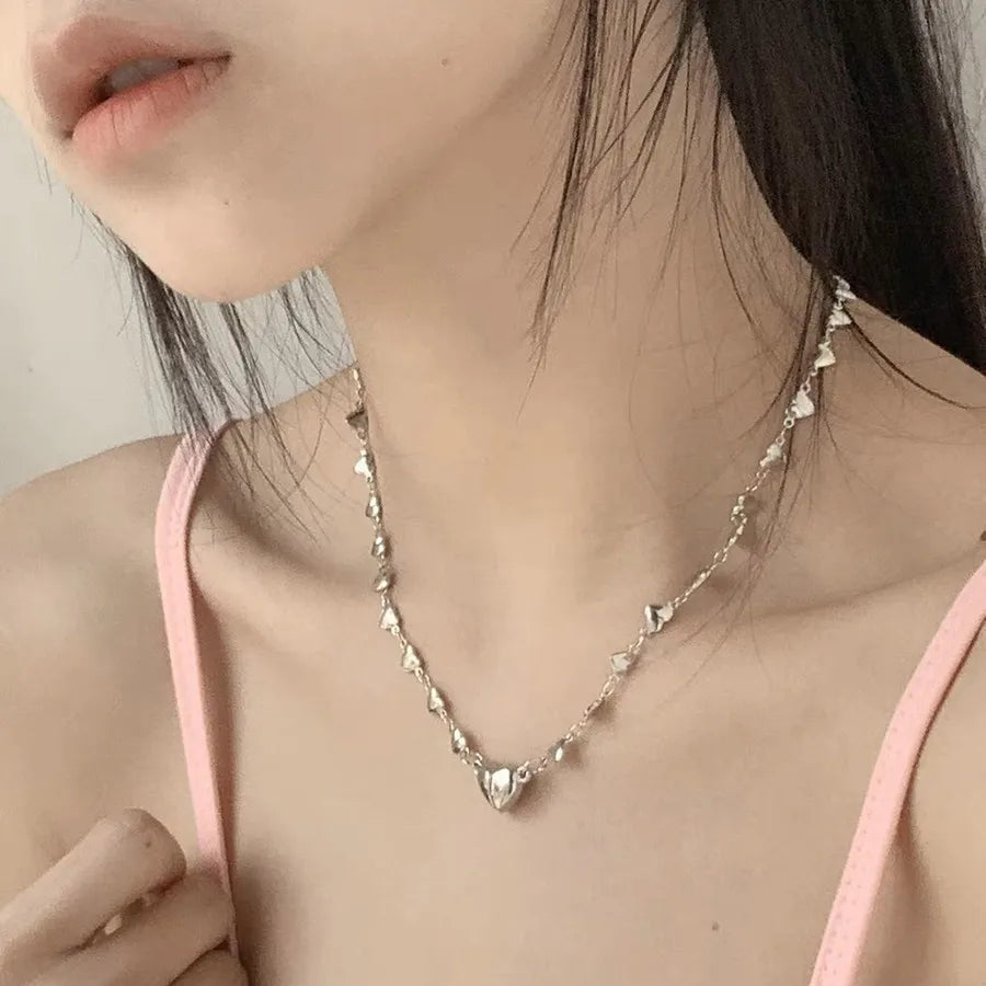 Gothic Vintage Pink Cross Strawberry BowTassel Pendant Pearl Beaded Snake Chain Necklace Women Y2K 2000s EMO Jewelry Accessories