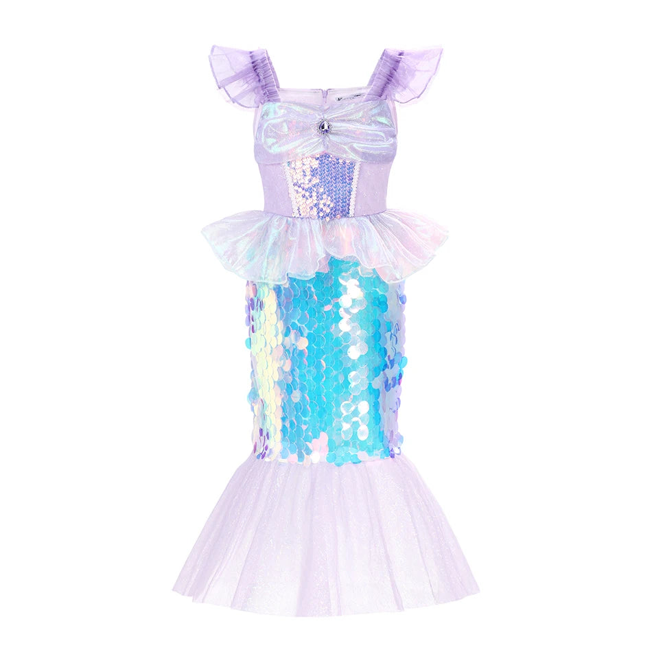 Summer Mermaid Dress Girls Kids Cosplay Dresses Princess Costume Perform Clothes Birthday Party Halloween Clothing