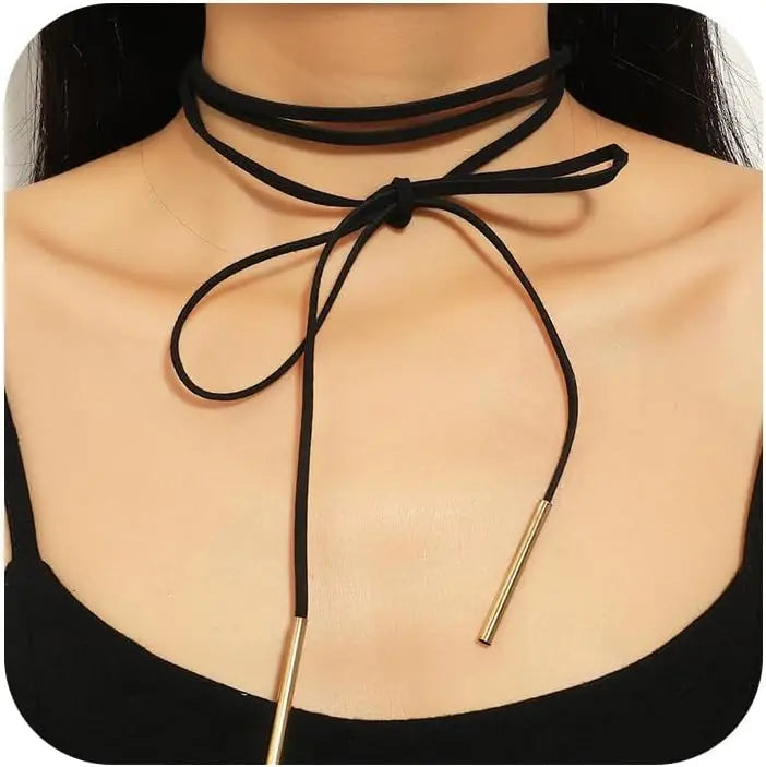 Black Necklaces for Women, Adjustable Layered Velvet Leather Lace Collar choker Necklaces, Goth Jewelry Gifts.