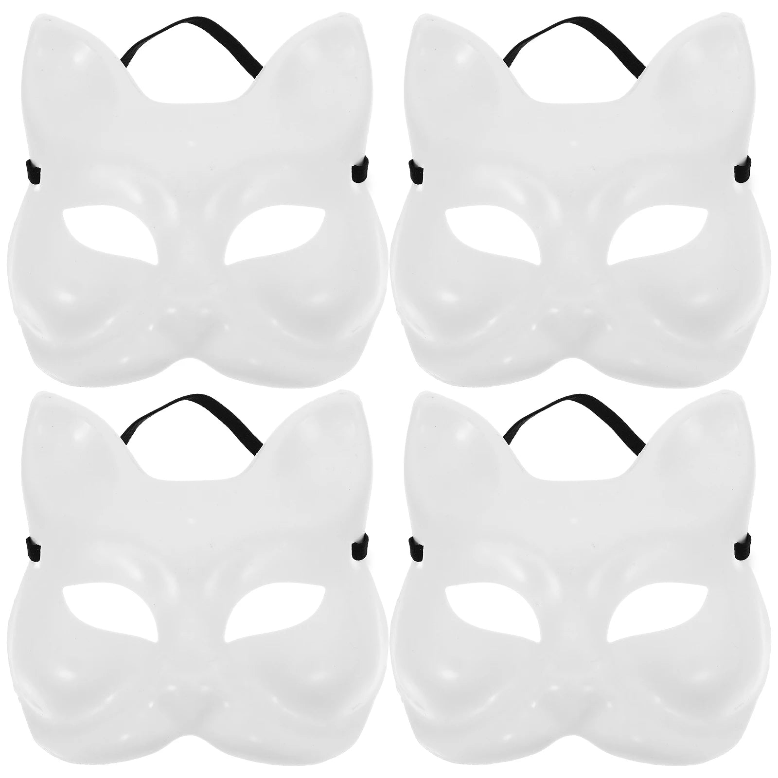 Blank Cat Cosplay Masks Embryo Plasma Cat Mask Paintable Halloween Mask White Half Face Mask Role-Playing Anime Party Costume