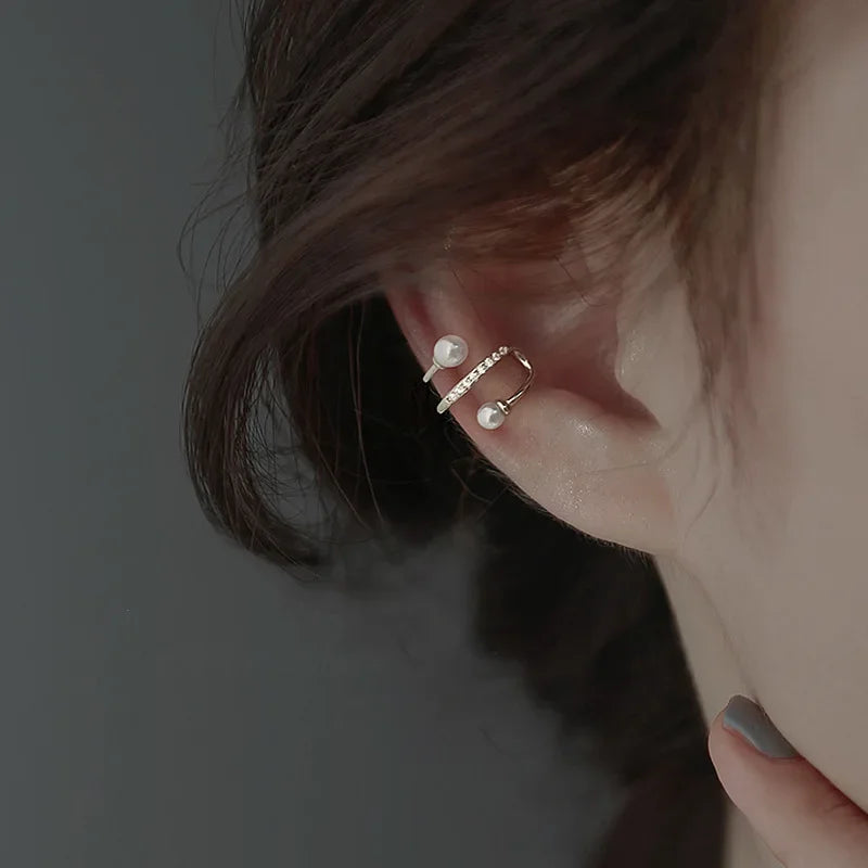 Korean Exquisite Zircon Star Ear Clip for Women Without Piercing Long Tassel Sweet Ear Cuff Clip Earrings Wedding Jewelry Gift