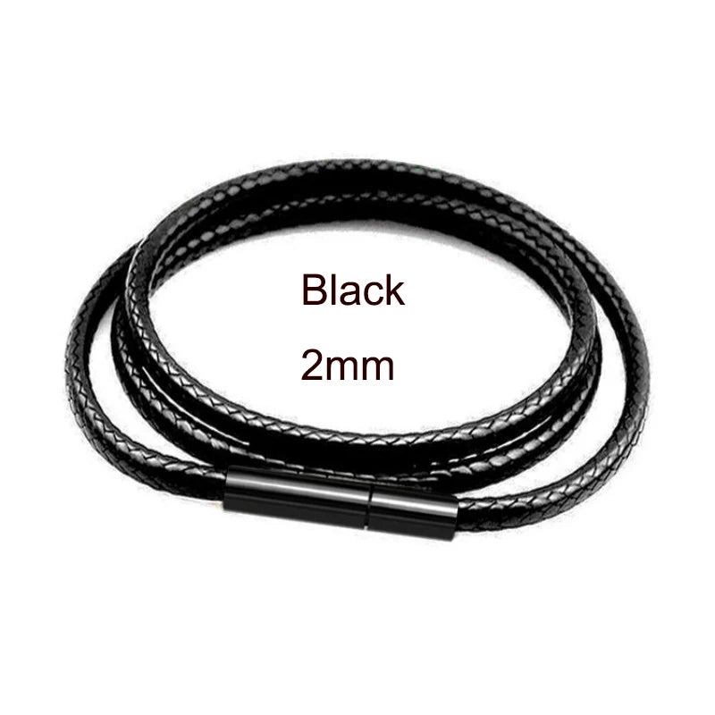 Black Leather Chain Necklace for Diy Women Men Handmade Braid Rope Long Necklace 40/50/60/70CM Neck Pendant Chain Jewelry Gift