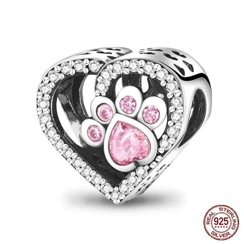 Real 925 Sterling Silver Pink Series Heart Charms Beads Fit Qikaola 925 Original Bracelets DIY Mother's Day Jewelry Gift For Mom