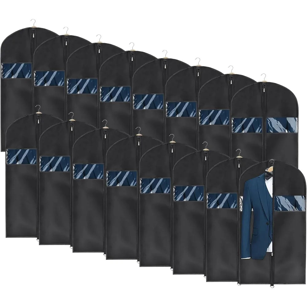16 Pack Suit Garment Bag for Men, 40-Inch Suit Cover Bag Garment Bag for Multiple Suits for Closet Storage