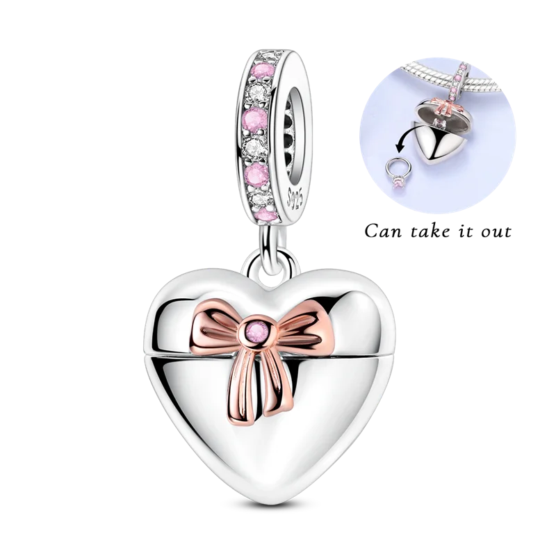 Original Charms Bead 925 Sterling Silver Inlaid Zirconium Bowknot Love Heart Balloon Pendants Fit Bracelet DIY Jewelry Marking