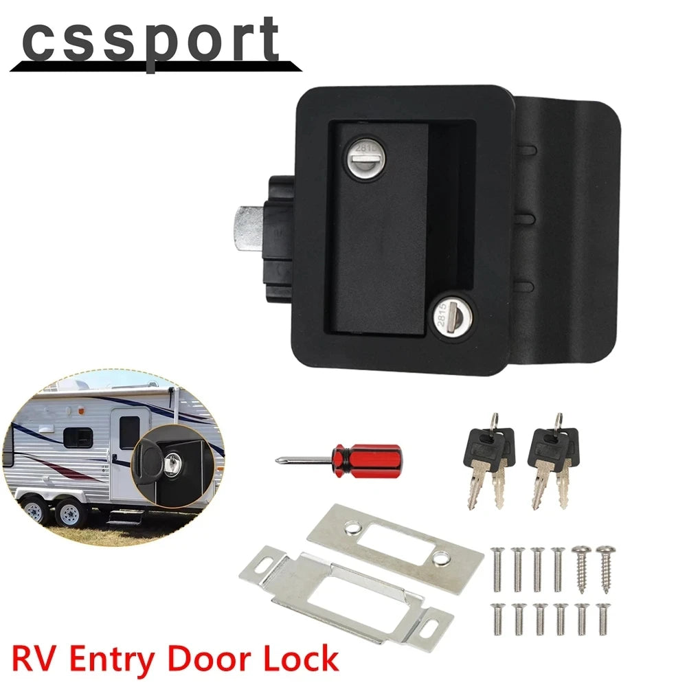 RV Door Lock Replacement with Paddle Deadbolt, Camper Entry Door Latch with Keys for Cargo Hauler Horse Trailer Truck
