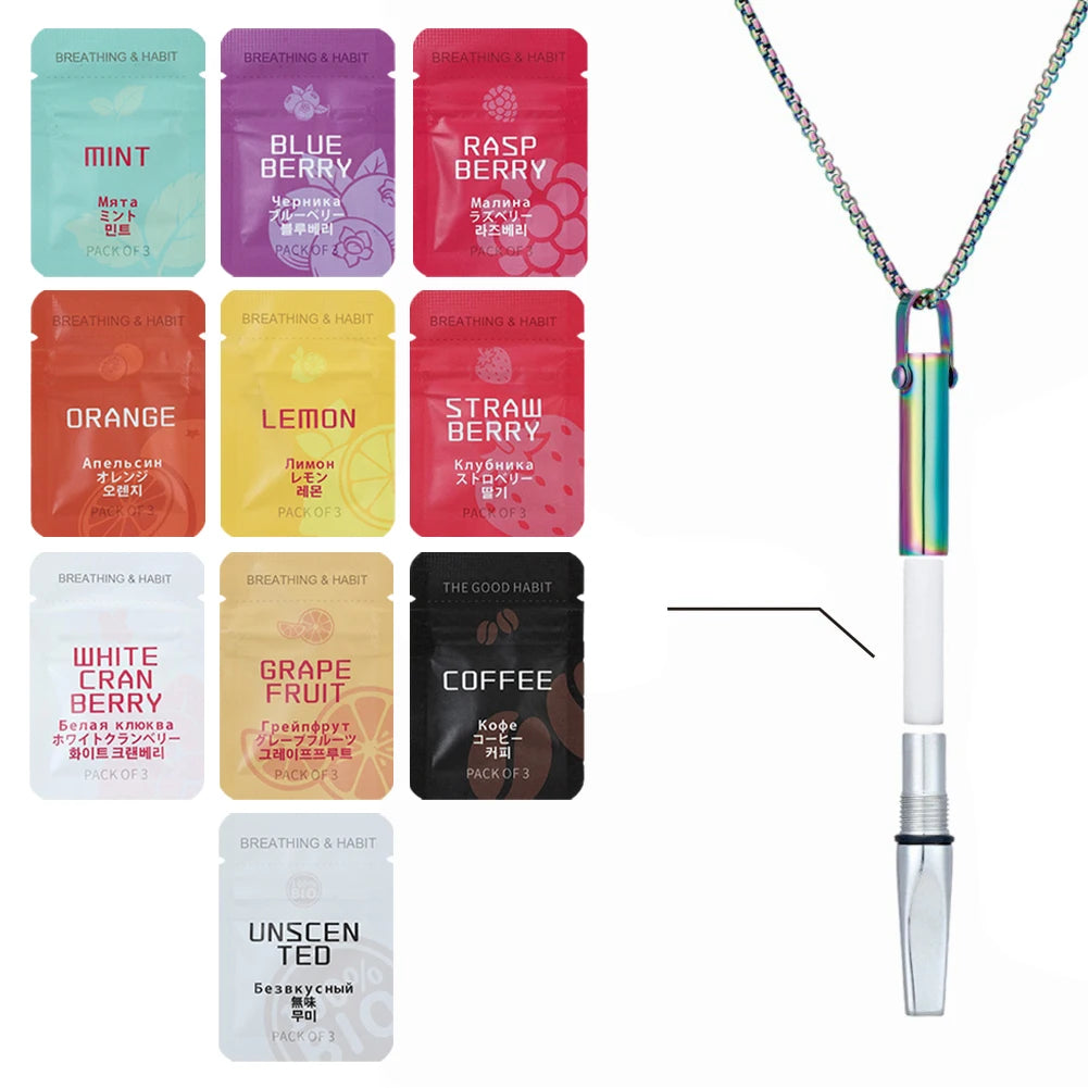 Aromatherapy Cotton Core Quit Smoking Fruit Flavors Decompression Cotton Filter or Stress Anxiety Necklace Breathing Tool