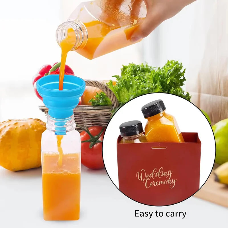 12/16oz Plastic Juice Bottles with Caps 6-50PCS Reusable Juicing Containers With Lids for Smoothie,Dringking or Other Beverages