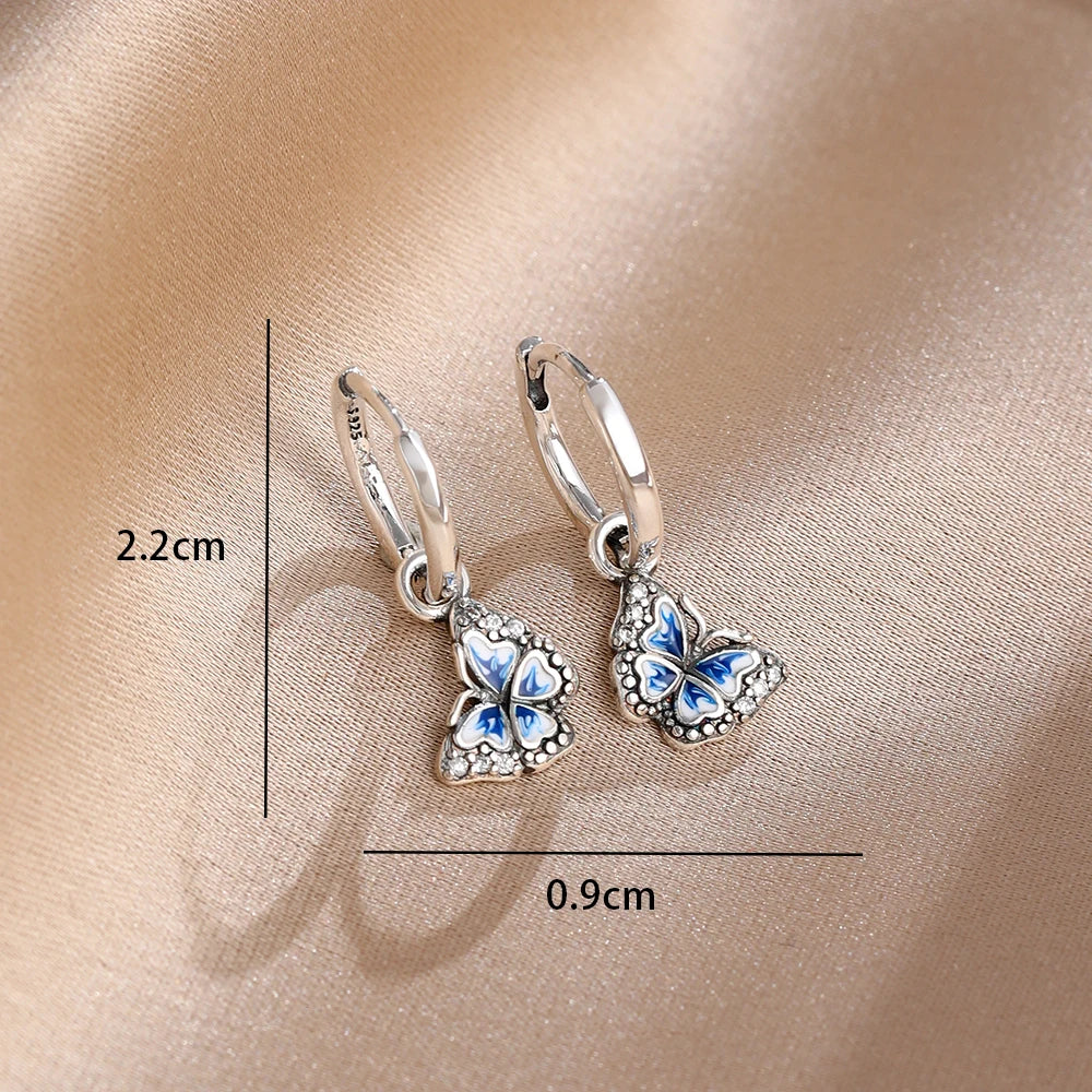 2025 New 925  silver earrings with sparkling red heart and pink bow earrings that fit original women's jewelry DIY birthday gift