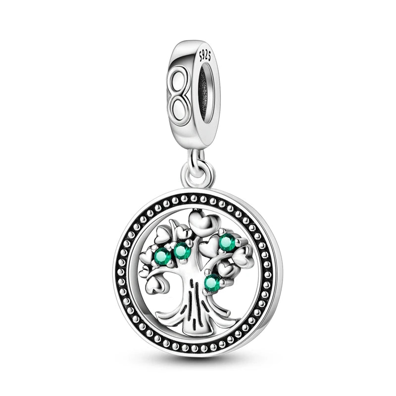 New 925 Sterling Silver Cactus Four Leaf Clover Charm Spring Green Series Bead Pendant For Original Beads Bracelet DIY Jewelry