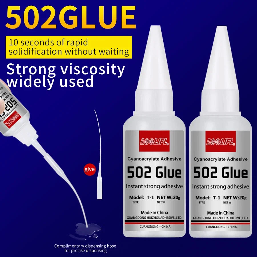 LOOLIFL 1-5pcs 502 Super Glue Instant Quick-drying Cyanoacrylate Adhesive Leather Rubber Wood Metal Strong Bond Liquid Glue Tool