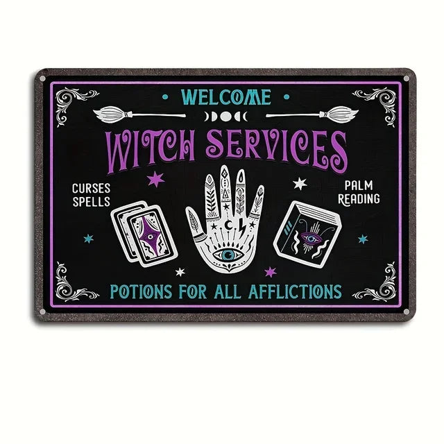 Vintage Metal Tin Sign  The House Witch Rules Halloween Decoration  Retro Wall Art for Home Room Restaurant Decor
